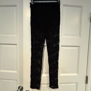 bebe Black Lace Leggings with Branded Waistband